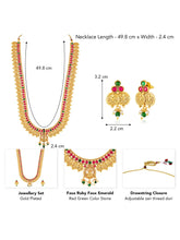 Rani Pink & Green Lakshmi Coin Long Necklace Set