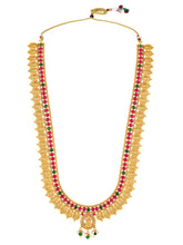 Rani Pink & Green Lakshmi Coin Long Necklace Set