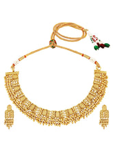 Laxmi Motif Ethnic Necklace Set - Gold
