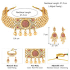 Gold Plated Ruby Bloom Choker Necklace Set