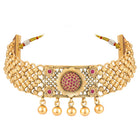 Gold Plated Ruby Bloom Choker Necklace Set
