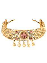Gold Plated Ruby Bloom Choker Necklace Set