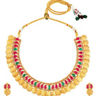 Peora Traditional Gold Kasu Ruby Green Necklace