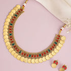 Peora Traditional Gold Kasu Ruby Green Necklace