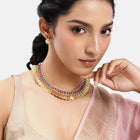 Peora Traditional Gold Kasu Ruby Green Necklace