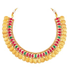 Peora Traditional Gold Kasu Ruby Green Necklace