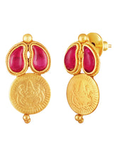 Peora Traditional Gold Kasu Ruby Green Necklace