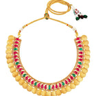 Peora Traditional Gold Kasu Ruby Green Necklace