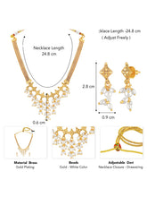 Gold Plated Pearl Cascade Necklace Set