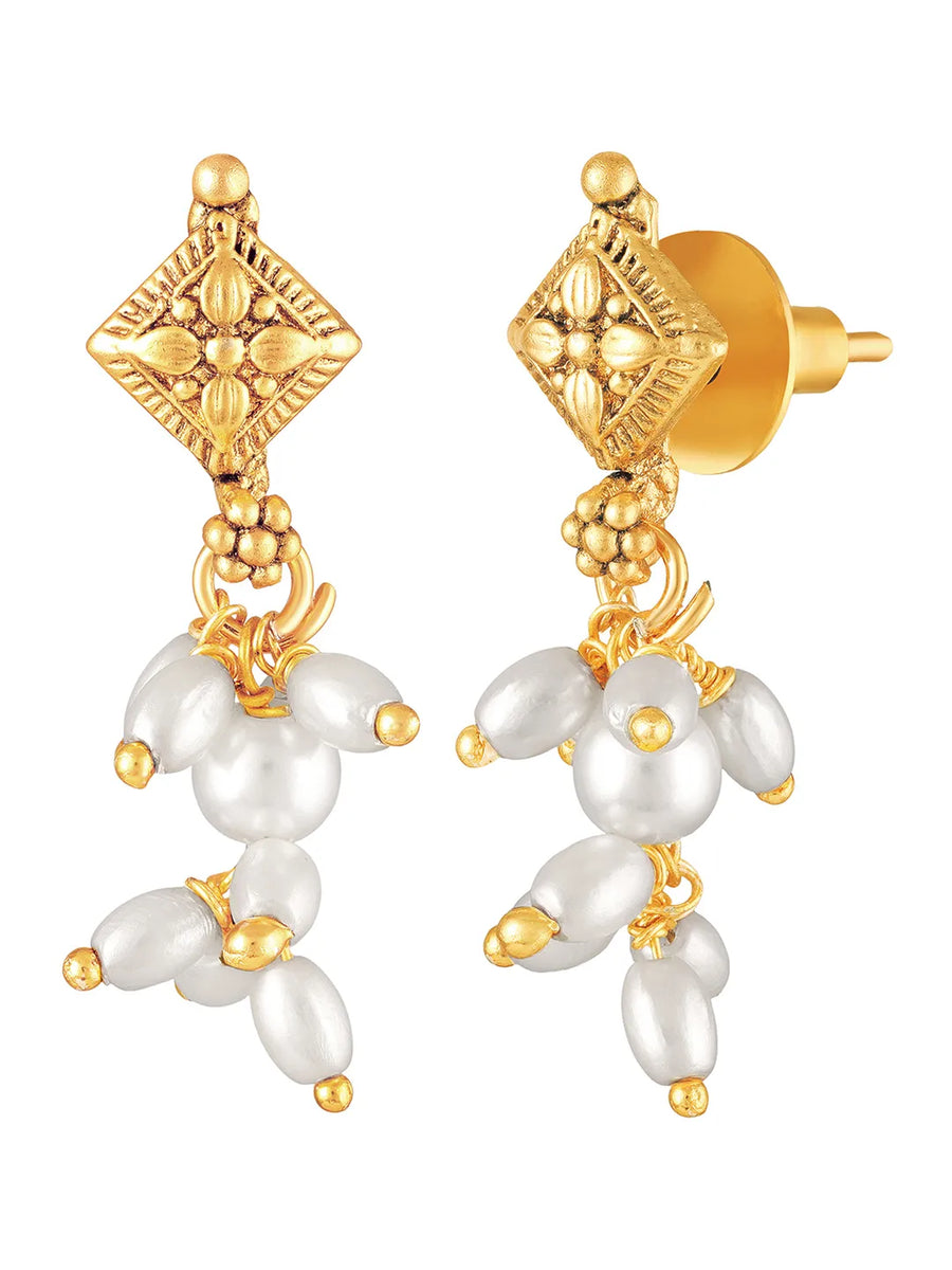 Gold Plated Pearl Cascade Necklace Set