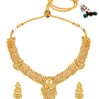 Laxmi Motif Metallic Beads Necklace Set - Gold