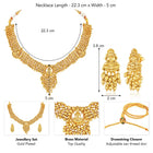 Laxmi Motif Metallic Beads Necklace Set - Gold