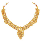 Laxmi Motif Metallic Beads Necklace Set - Gold