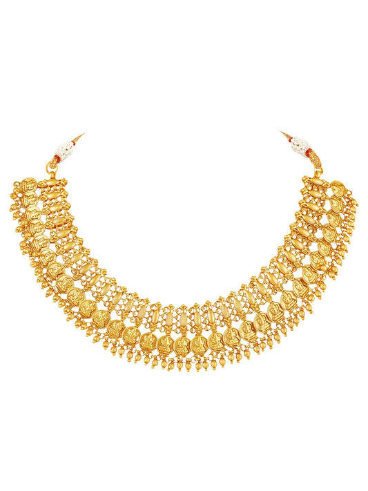 Peora Gold Plated Coin Lakshmi Necklace Set