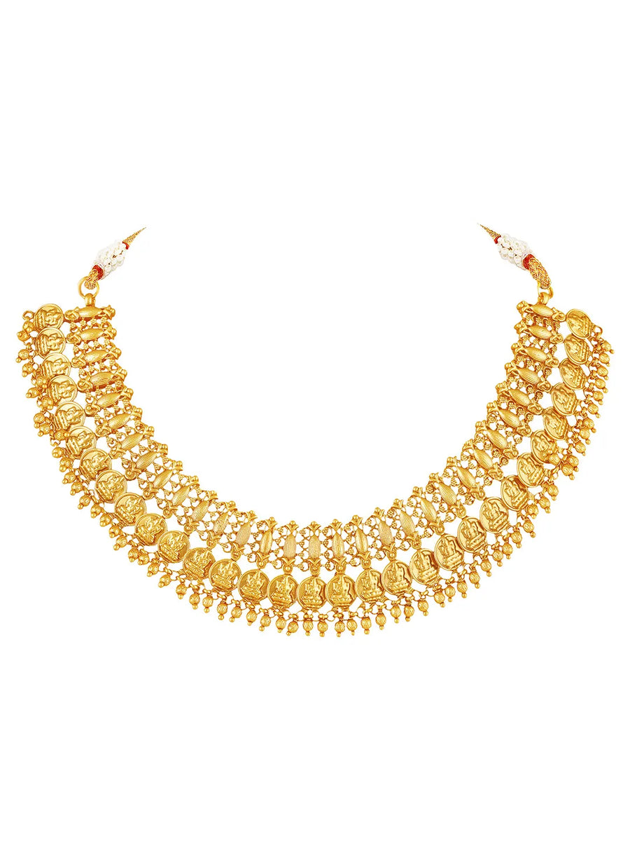Peora Gold Plated Coin Lakshmi Necklace Set