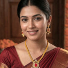 Peora Ruby Grace Necklace Set - Gold