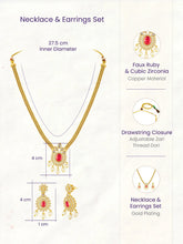 Peora Ruby Grace Necklace Set - Gold