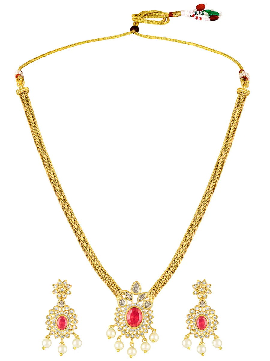 Peora Ruby Grace Necklace Set - Gold