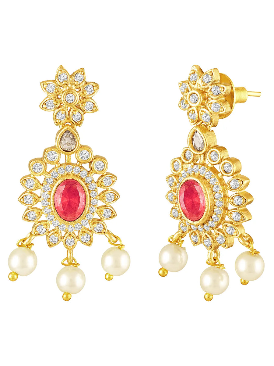 Peora Ruby Grace Necklace Set - Gold