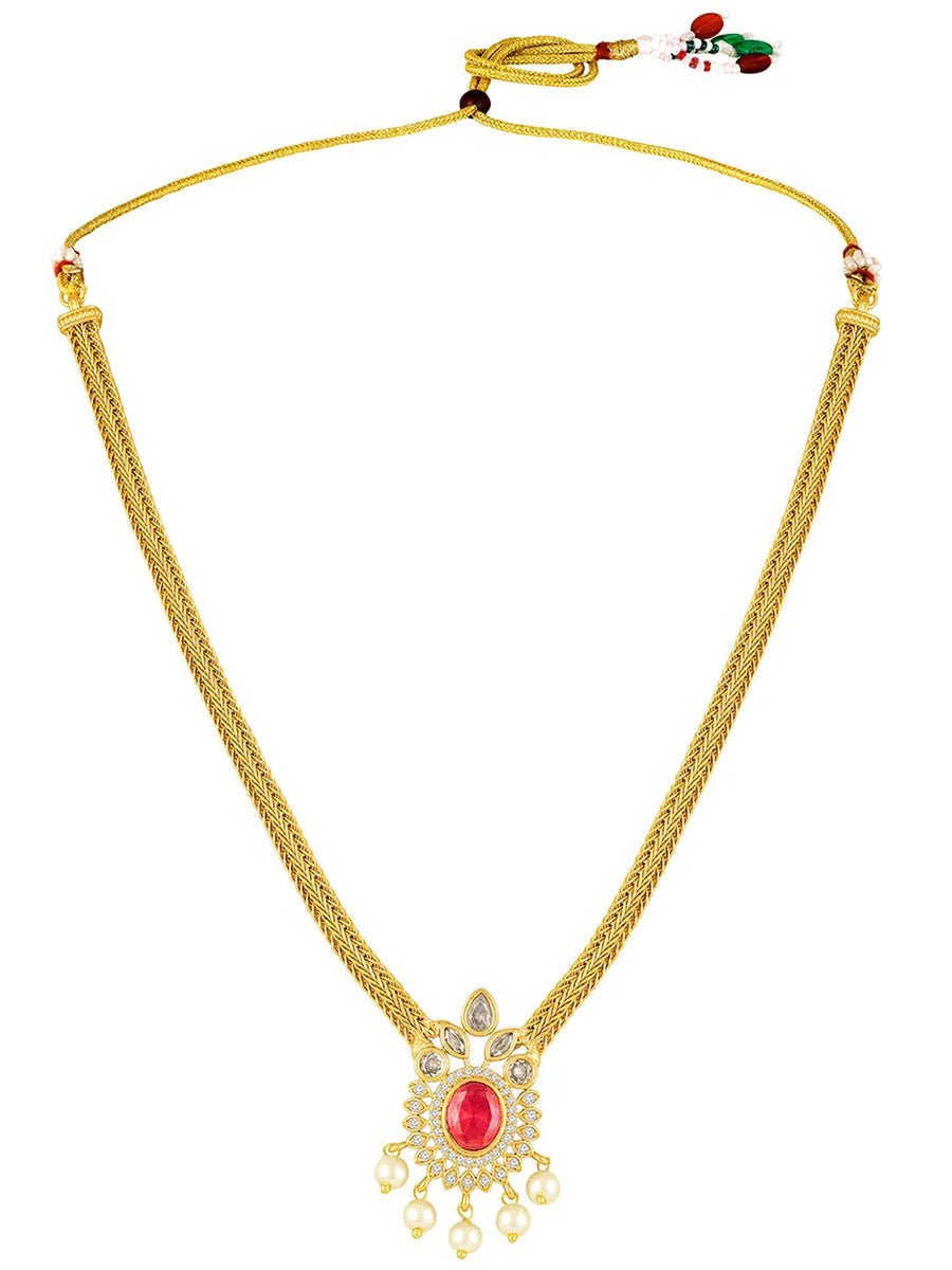 Peora Ruby Grace Necklace Set - Gold