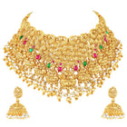 Handcrafted Pearl Laxmi Necklace Set - Gold