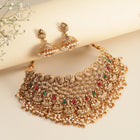 Handcrafted Pearl Laxmi Necklace Set - Gold