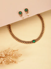 Intricate Craft Faux Kundan Necklace Set - Green