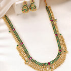 Peora Antique Green Ruby Bridal Long Haram Set