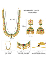 Peora Antique Green Ruby Bridal Long Haram Set