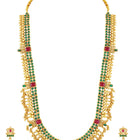 Peora Antique Green Ruby Bridal Long Haram Set