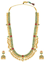 Peora Antique Green Ruby Bridal Long Haram Set
