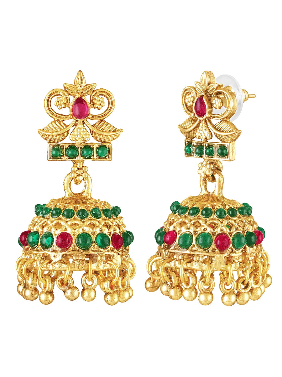 Peora Antique Green Ruby Bridal Long Haram Set