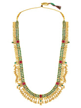 Peora Antique Green Ruby Bridal Long Haram Set