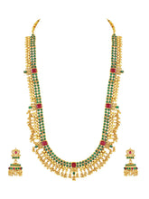 Peora Antique Green Ruby Bridal Long Haram Set