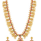 Peora Lakshmi Temple Long Haram With Earrings Set