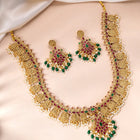 Peora Lakshmi Temple Long Haram With Earrings Set