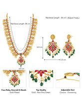 Peora Lakshmi Temple Long Haram With Earrings Set