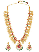 Peora Lakshmi Temple Long Haram With Earrings Set