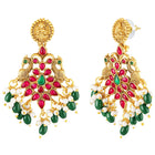 Peora Lakshmi Temple Long Haram With Earrings Set