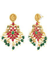 Peora Lakshmi Temple Long Haram With Earrings Set