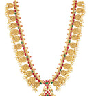 Peora Lakshmi Temple Long Haram With Earrings Set