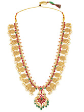 Peora Lakshmi Temple Long Haram With Earrings Set