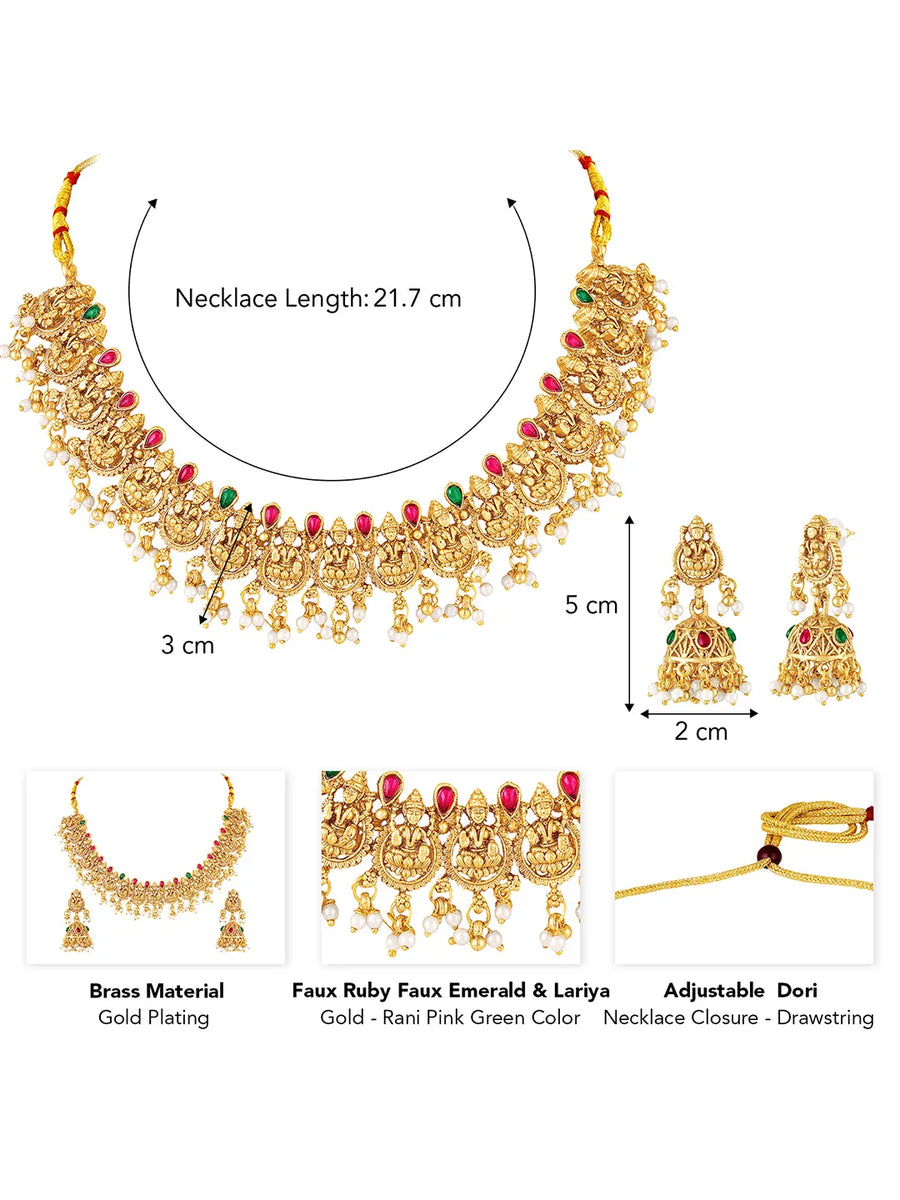 Peora Regal Traditional Lakshmi Necklace Set