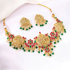 Peora Antique Ruby Green Lakshmi Necklace Set