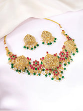 Peora Antique Ruby Green Lakshmi Necklace Set