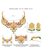 Peora Antique Ruby Green Lakshmi Necklace Set