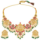 Peora Antique Ruby Green Lakshmi Necklace Set