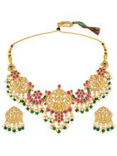 Peora Antique Ruby Green Lakshmi Necklace Set