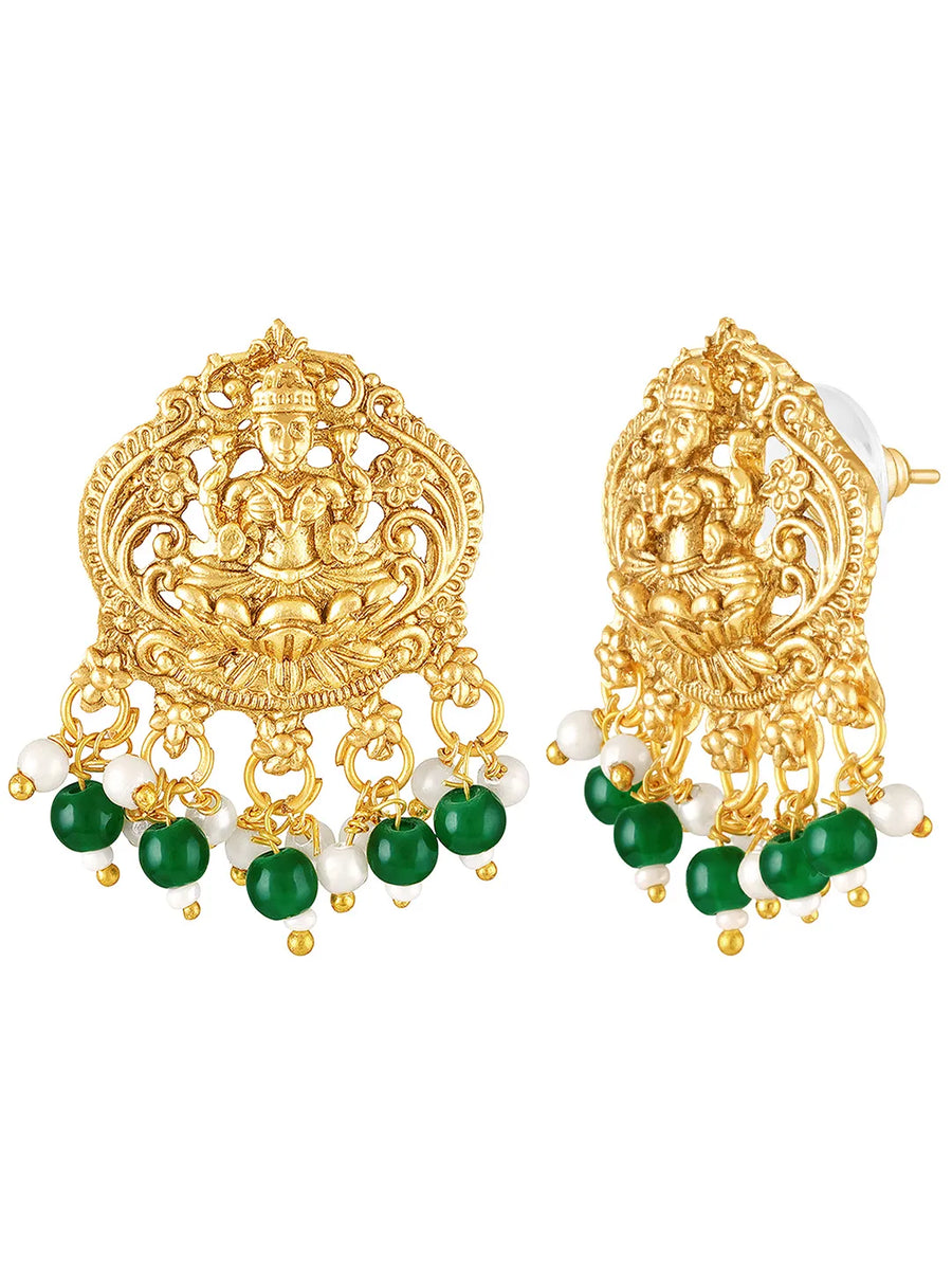 Peora Antique Ruby Green Lakshmi Necklace Set