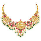 Peora Antique Ruby Green Lakshmi Necklace Set
